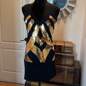 Xoxo black and gold sequin dress